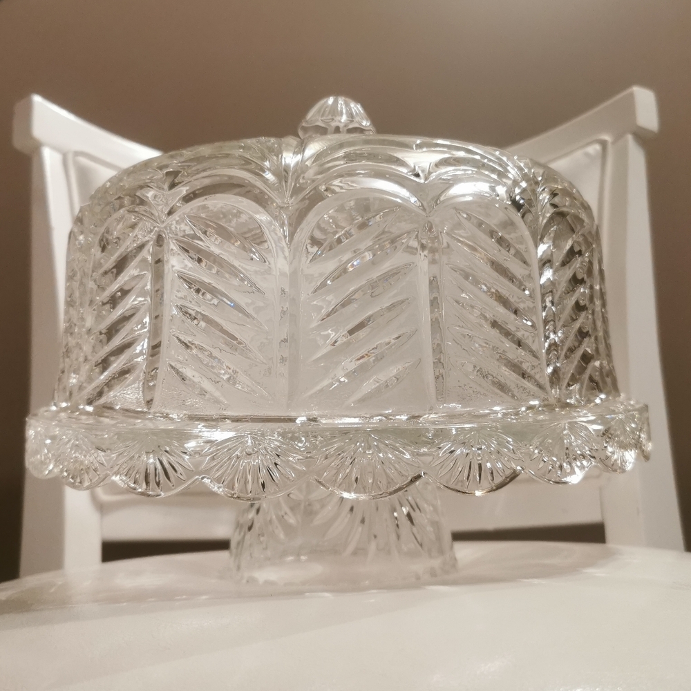 Reversible Glass Cake Stand Chip n Dip Portico by Crystal Clear Industries